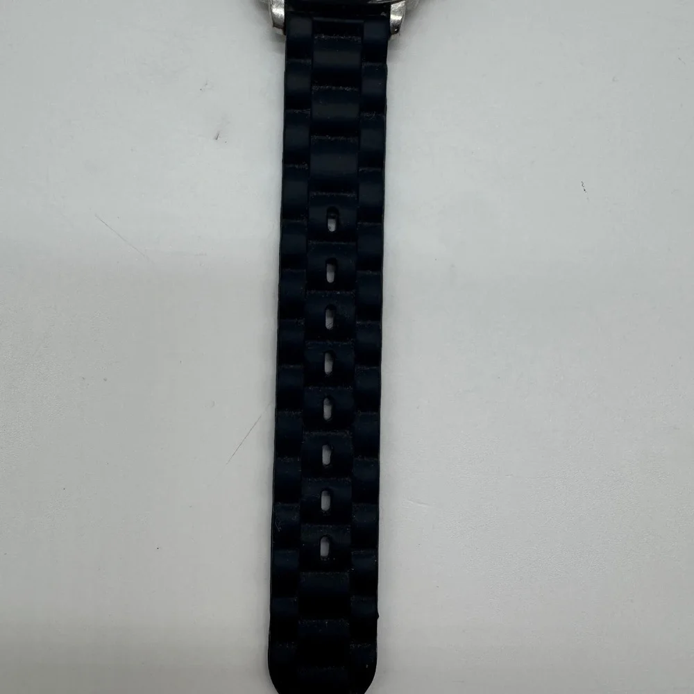 Disney Mickey Mouse Accutime Watch Corp MK1080 Silver Dial Black Rubber Strap